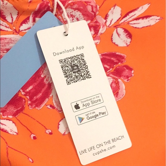 NWT Cupshe Orange Floral One Piece Swimsuit - Picture 7 of 15